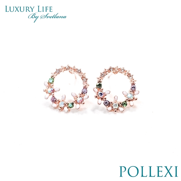 Boho Gold Alloy Full Moon Garden Dainty Earrings - Picture 3 of 3